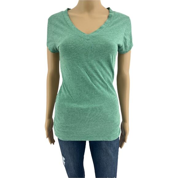 Zenna Outfitters (M) Green Spacedye V Neck Short Sleeve Layering Tee Shirt - Picture 1 of 6